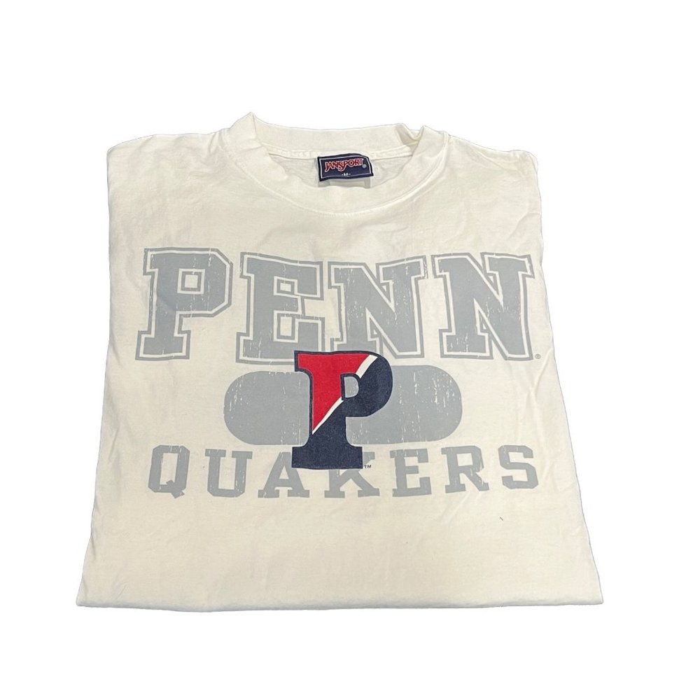 University Of Penn Quakers Jansport White T-Shirt Short Sleeve Shirt Sz  M